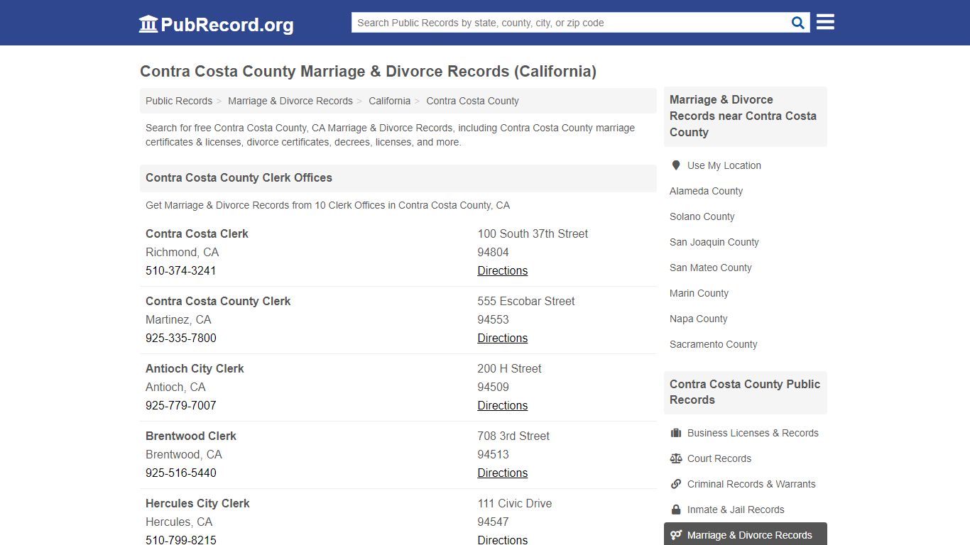 Free Contra Costa County Marriage & Divorce Records ...